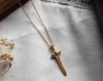 The Dragon Sword Chronicles Gold/Silver Necklace, Medieval Fantasy Bookish Jewellery, Unique Heroic Gift for Literary and Fantasy Lovers