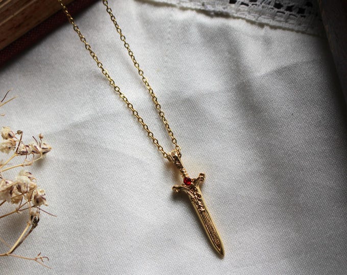 The Dragon Sword Chronicles Gold/Silver Necklace, Medieval Fantasy Bookish Jewellery, Unique Heroic Gift for Literary and Fantasy Lovers