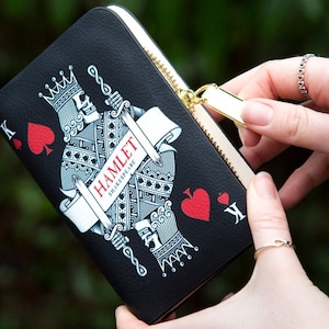 Carteira Hamlet, Carteira de livros, Porta-moedas, Carteira com zíper, Rei de Copas, Presente de fã de Shakespeare, Bolsa de livros, Carteira de dinheiro, Bolsa com zíper