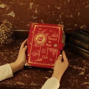 Die Schöne und das Biest nachfüllbares Journal, Märchen-Junk-Journal, Bücherwurm-Geschenk für sie, Scrapbook-Binder-Notizbuch, Literatur-Tagebuch, romantisch