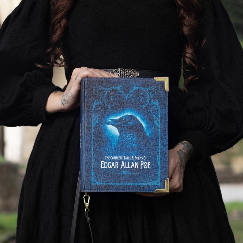 Edgar Allan Poe Book Purse Dark Academia Crossbody Book Bag image 1