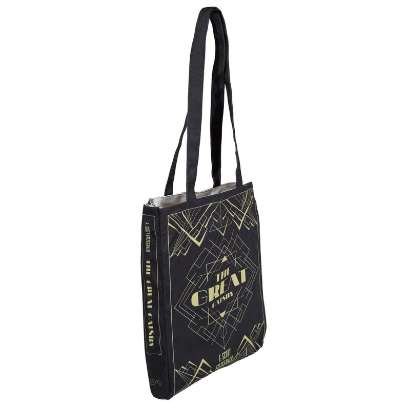The Great Gatsby Bag, Book Tote Bag, Art Deco Bag, Librarian Bag, Black Tote Bag, Beach Tote Bag, Laptop Bag, Book Purse Bag, Shopping Bag image 6