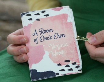 Virginia Woolf Fan Gift, Boek Coin Purse, Een kamer voor je eigen, Roze Bruidsmeisjes Pouch, Kaarthouder, Bruidsfeest Geschenken, Rits Periode Tas