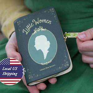 Envío local a EE. UU. - Cartera con cremallera estilo victoriano con forma de libro para mujercitas, regalo único para mamá, regalo de aniversario o regalo para amantes de los libros.