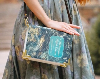 Envío local de la UE: un bolso de libro de sueños de noches de verano, bolsas de libros Shakespeare, regalo del Día de las Madres, bolso en forma de libro, accesorios para mamá