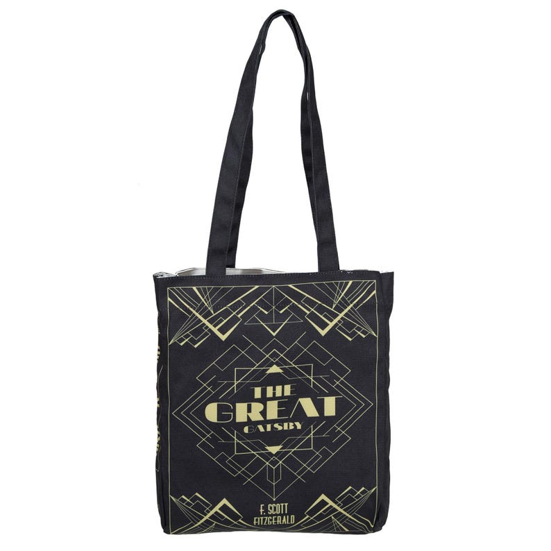 The Great Gatsby Bag, Book Tote Bag, Art Deco Bag, Librarian Bag, Black Tote Bag, Beach Tote Bag, Laptop Bag, Book Purse Bag, Shopping Bag image 5