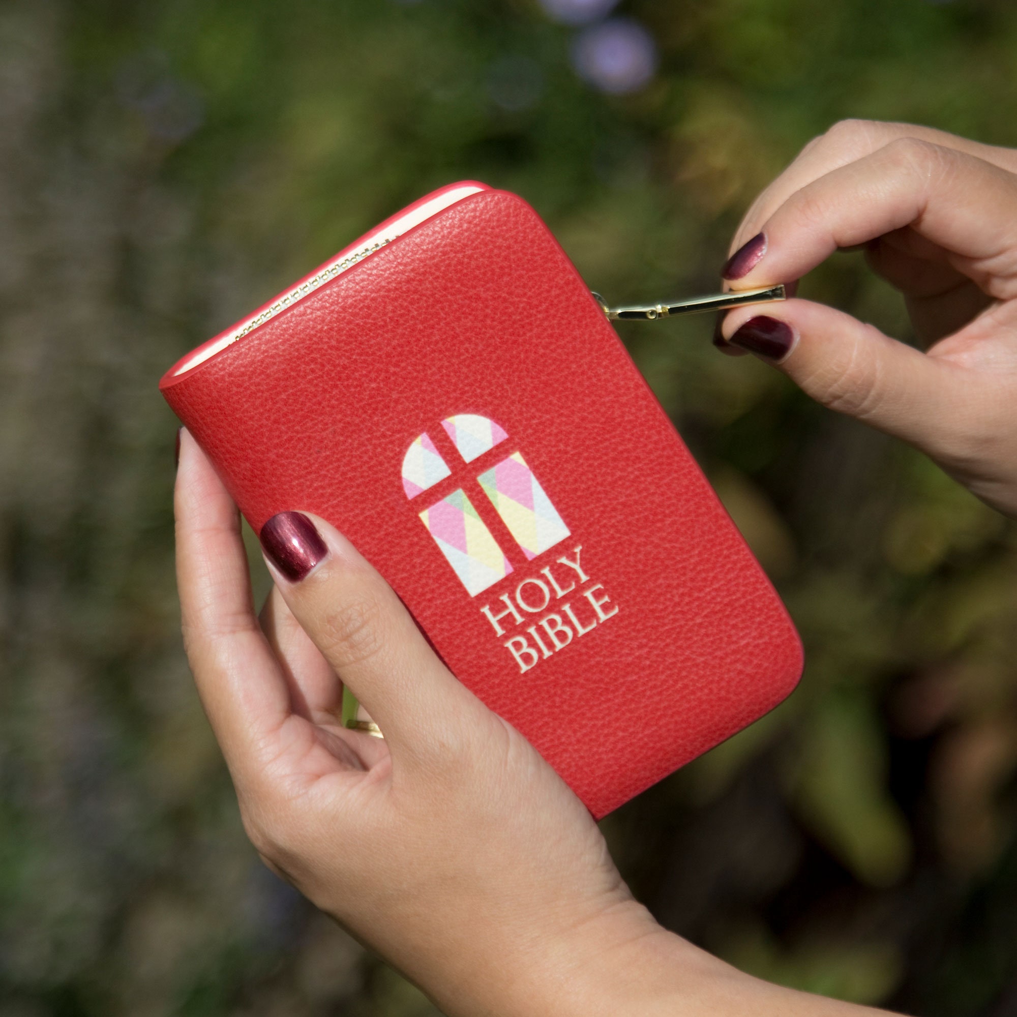 The Holy Bible Book Wallet Catholic Book Pouch Red Christian