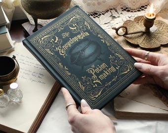 Potion Making Notebook, Dark Academia A5 Gold Foil Hardback Planner, Witch Journal, Gothic Victorian Grimoire, Unique Gift for Her or Him