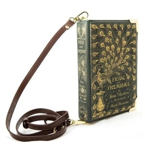 Portfel książkowy Duma i uprzedzenie, prezent dla mamy, portfel książkowy Jane Austen, prezent dla miłośnika książek, prezenty literackie, kopertówka książkowa, torba na ramię w kształcie książki