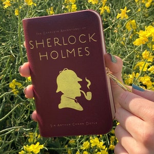 Sherlock Holmes Wallet, Zip Around Wallet, Sir Arthur Conan Doyle, Book Pouch, Dark Academia, Detective Gift, Tobacco Pouch, Vegan Leather image 1