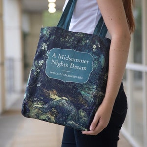 Sommernachtstraum Tasche, Buch-Thema-Einkaufstasche, Bücher-Liebhaber-Geschenk, Süßes oder Saures Tasche, literarische Tasche, Shakespeare-Geschenk, große Einkaufstasche