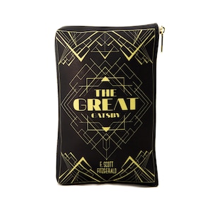 Listado local de la UE: Monedero con forma de libro de El gran Gatsby, regalo para un fan de Fitzgerald, estuche para libros, billetera con cremallera, estuche para privacidad, monedero, estuche de viaje