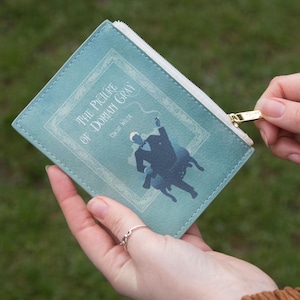 Imagem de Dorian Gray, Mini carteira, porta-cartões de livros, porta-moedas de livros, Dark Academia, bolsa de livros, bolsa de viagem com zíper, bolsa de cosméticos
