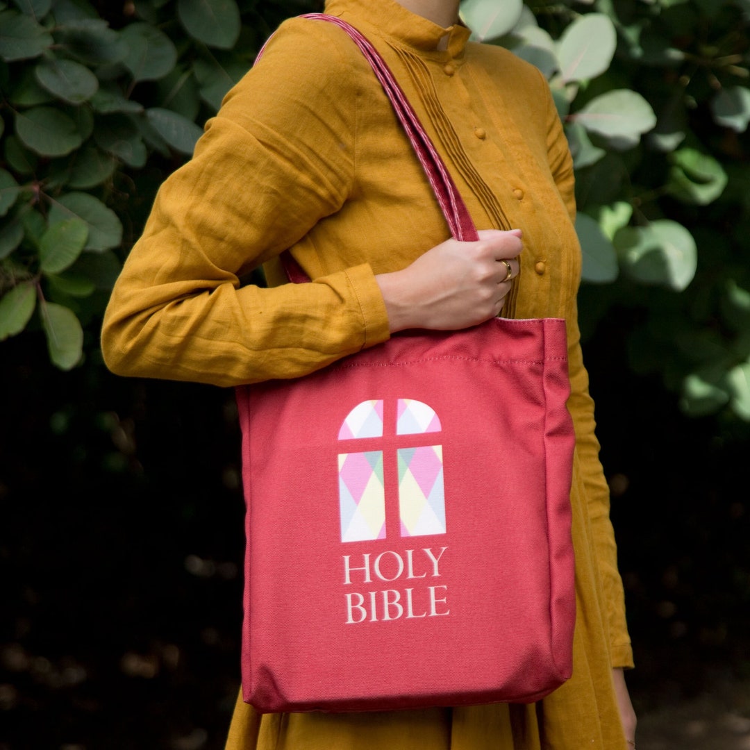 The Holy Bible Tote Bag, Catholic Tote Bag, Book Shoulder Bag