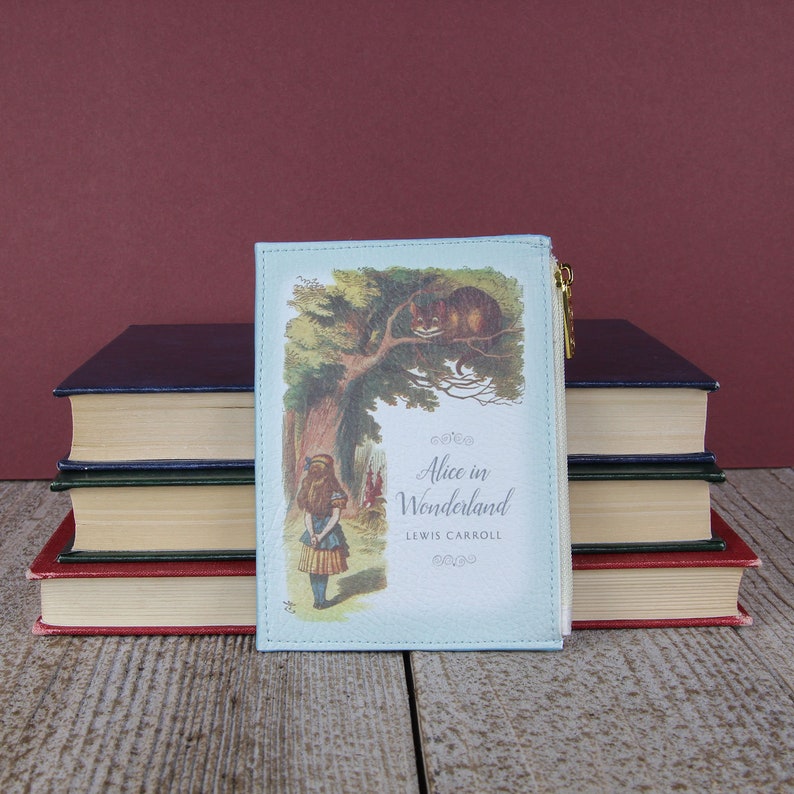 Card Purse Book Coin Purse Alice/'s Adventures in Wonderland Original Turquoise Book Lovers Gift Cardholder Lewis Carroll Card Holder