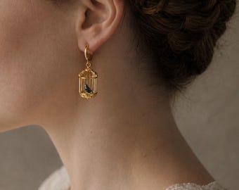 Jane Eyre Gold/Silver Earrings, Victorian Birdcage Jewellery, Charlotte Bronte Gift, Gothic Romance Literary Unique Gift for Book Lovers