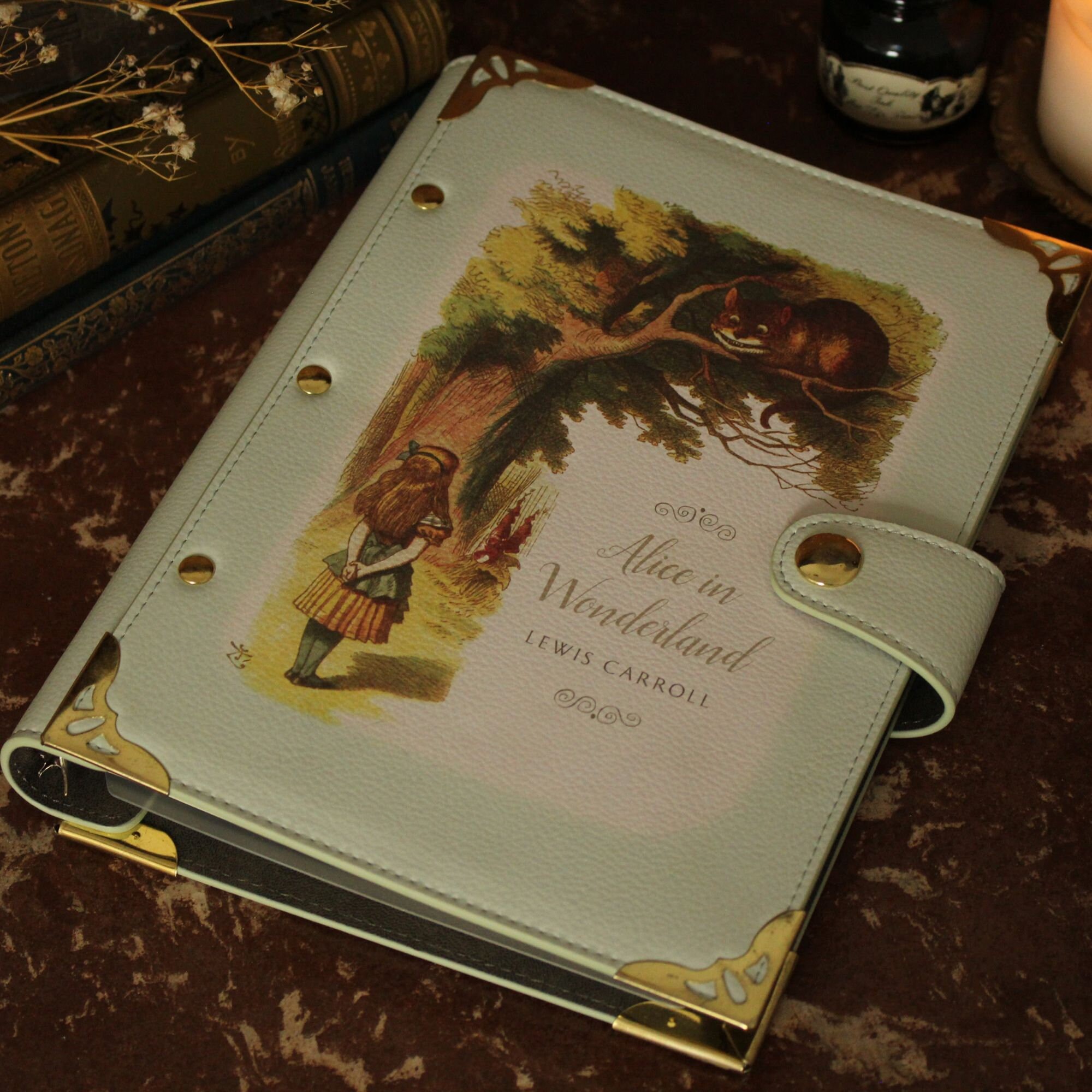 Alice in Wonderland Leather Binder Cover, Dream Journals, Refillable ...
