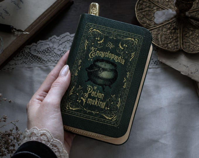 Encyclopedia of Potion Making Book Wallet, Gifts for Girlfriend, Coin Purse, Goblincore Zip Around Wallet, Holiday Gift