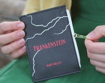 Frankenstein Geldbörse, Buch Geldbörse, Buch Kartenhalter, Mary Shelley Fan Geschenk, Horror Geldbeutel, Dark Academia, Bücherwurm Geschenke für Ihn