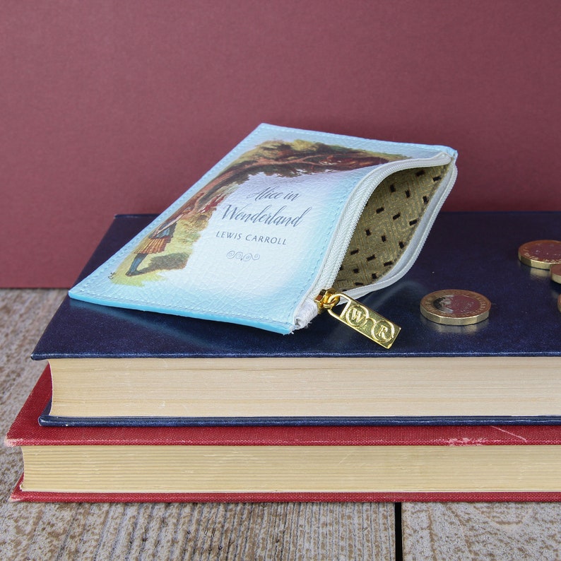 Card Purse Book Coin Purse Alice/'s Adventures in Wonderland Original Turquoise Book Lovers Gift Cardholder Lewis Carroll Card Holder