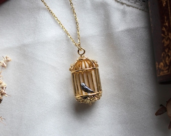 Collar Jane Eyre dorado/plateado con forma de jaula victoriana, estilo Dark Academia, joyería literaria romántica, regalo único para amantes de los libros
