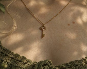 The Secret Garden Gold/Silver Key Necklace, Cottagecore Bookish Jewellery, Frances Hodgson Burnett Gift, Vintage Key Pendant for Her