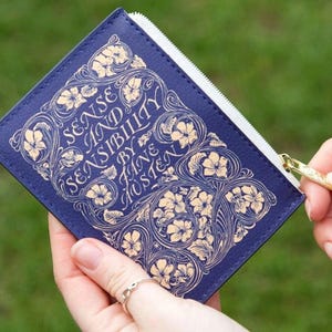 Expédition locale dans l'UE Porte-livre Sense and Sensibility, cadeau de fan Jane Austen, porte-monnaie pour amoureux des livres, cadeau unique pour maman, porte-cartes de livre