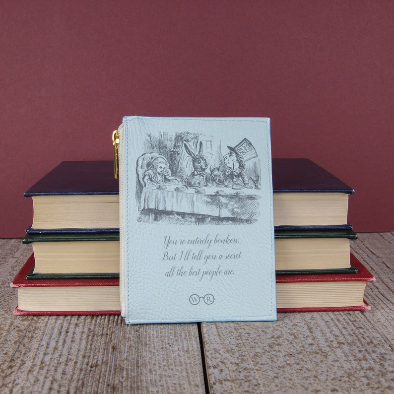 Card Purse Book Coin Purse Alice/'s Adventures in Wonderland Original Turquoise Book Lovers Gift Cardholder Lewis Carroll Card Holder