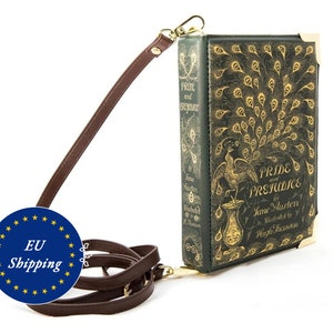 Lokaler EU-Versand Buchliebhaber Geschenk, Büchertasche Stolz und Vorurteil, Jane Austen Buch Geldbörse, Muttertagsgeschenke, Bücherwurm Tragetaschen, Buch Clutch Large Crossbody Bag