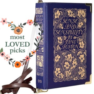 Torebka Jane Austen Book, Torebki kopertówki Book, Prezent na Dzień Matki, Prezent dla Miłośnika Książek, Torby Książkowe Sense and Sensibility, Torba w stylu wiosennym, Dziewczyna