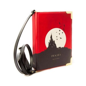 Local USA shipping - NO TARIFFS ~ Dracula Red Gothic Handbag, Accessories Gift, Book Purse Crossbody Gag , Vampire Book Bag, Book Lover Gift