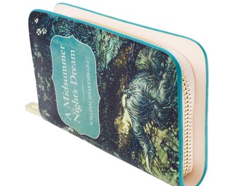 Book Wallet, Shakespeare Gifts, Midsummer Night's Dream Book Clutch, Book Lover Gift, Graduation Gift, Book Pouch, Zip Around Wallet