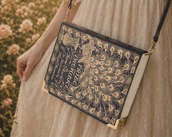 Gold Foiled Pride and Prejudice Book Purse, Jane Austen Gifts, Book Lover Gift, Literary Gifts, Book Clutch,Book Shaped Crossbody Bag