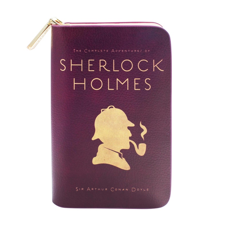 Sherlock Holmes Wallet, Zip Around Wallet, Sir Arthur Conan Doyle, Book Pouch, Dark Academia, Detective Gift, Tobacco Pouch, Vegan Leather image 3