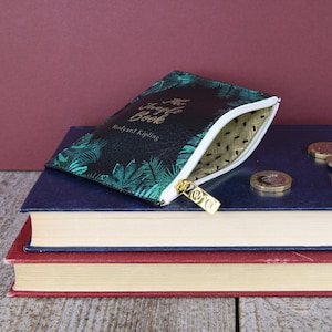 Estuche con cremallera, El libro de la selva, tarjetero, monedero, Rudyard Kipling, regalo para amantes de los libros, regalo literario, minicartera, tarjetero