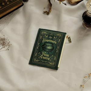 Bolsa de moedas do livro The Encyclopedia of Potion Making, carteira de fantasia Mini, bolsa de bruxa, presente acessório, bolsa de livro Romantasy, produtos de livros