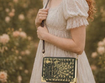 Local USA shipping - NO TARIFFS ~ Pride and Prejudice Book Purse Bag, Jane Austen Fan Gift for mom, Victorian Book Bags, Book Shaped Handbag