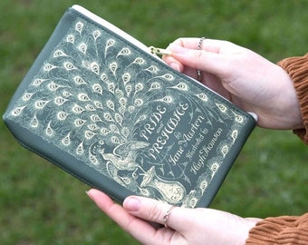 Portafoglio per libri Orgoglio e pregiudizio, Regali Jane Austen, Accessori per la mamma, Portamonete per libri, Regalo per la festa della mamma, Regalo per gli amanti dei libri, Custodia con cerniera letteraria