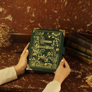 Cuaderno de scrapbooking "Belleza en cosas comunes", diario de naturaleza, regalos navideños para ella, cuadernos botánicos, diario de efímeras, recargable
