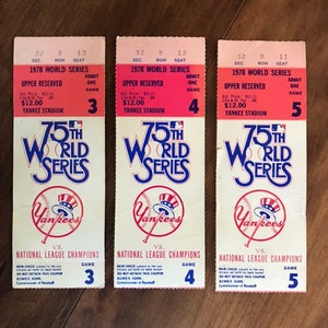 1978 Yankees Word Series Ticket Stubs
