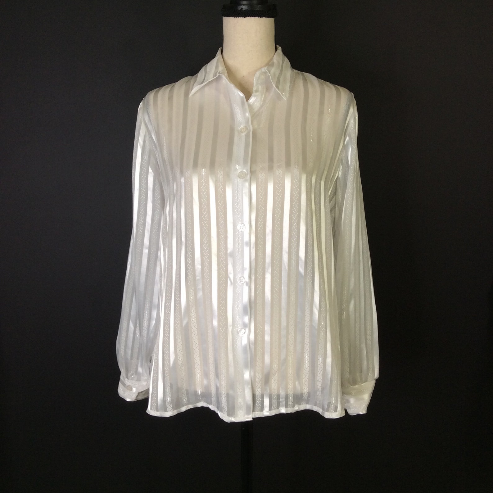 Vintage Joanna Womens Shirt Top Size Small Metallic White - Etsy UK