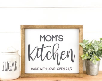 Mom's Kitchen Sign | Hand Painted Sign | Farmhouse Sign | Custom Sign | Farmhouse Decor | Kitchen Sign | Custom Mother's Day Gift | Mom Gift