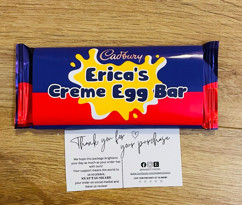 Custom Cadbury's Mini Eggs Bar, Creme Egg Bar, Caramel Bar and Dairy
