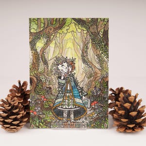 Small Print of The Crooked Path, Watercolour Celtic Forest Artwork Signed