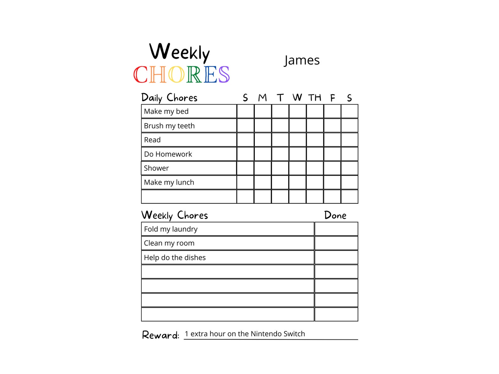 Chore Chart Canva Template for Kids, Kids Chores, Kids Chore Chart ...