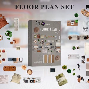 Architectural  Furniture Blocks Set | Modern Floor Plan Pack| Top View furniture for Procreate