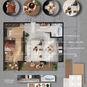 Floor Plan Hand-drawn Rendering /original Hand-drawn Rendering Floor ...
