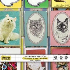 Éphémères imprimables | Chats aux cartes à jouer | 3 feuilles