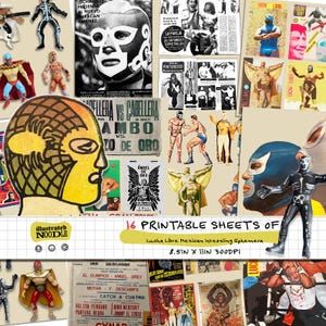 Printable Lucha Libre Mexican Wrestler Ephemera for Collage, Junk Journals and Scrapbooking