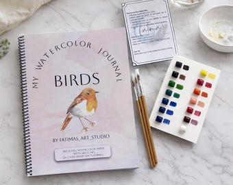Watercolor Bird Painting Book for Beginners | Step-by-Step Guide with QR Video Tutorials | Paint-Along Art Book on Watercolor Paper